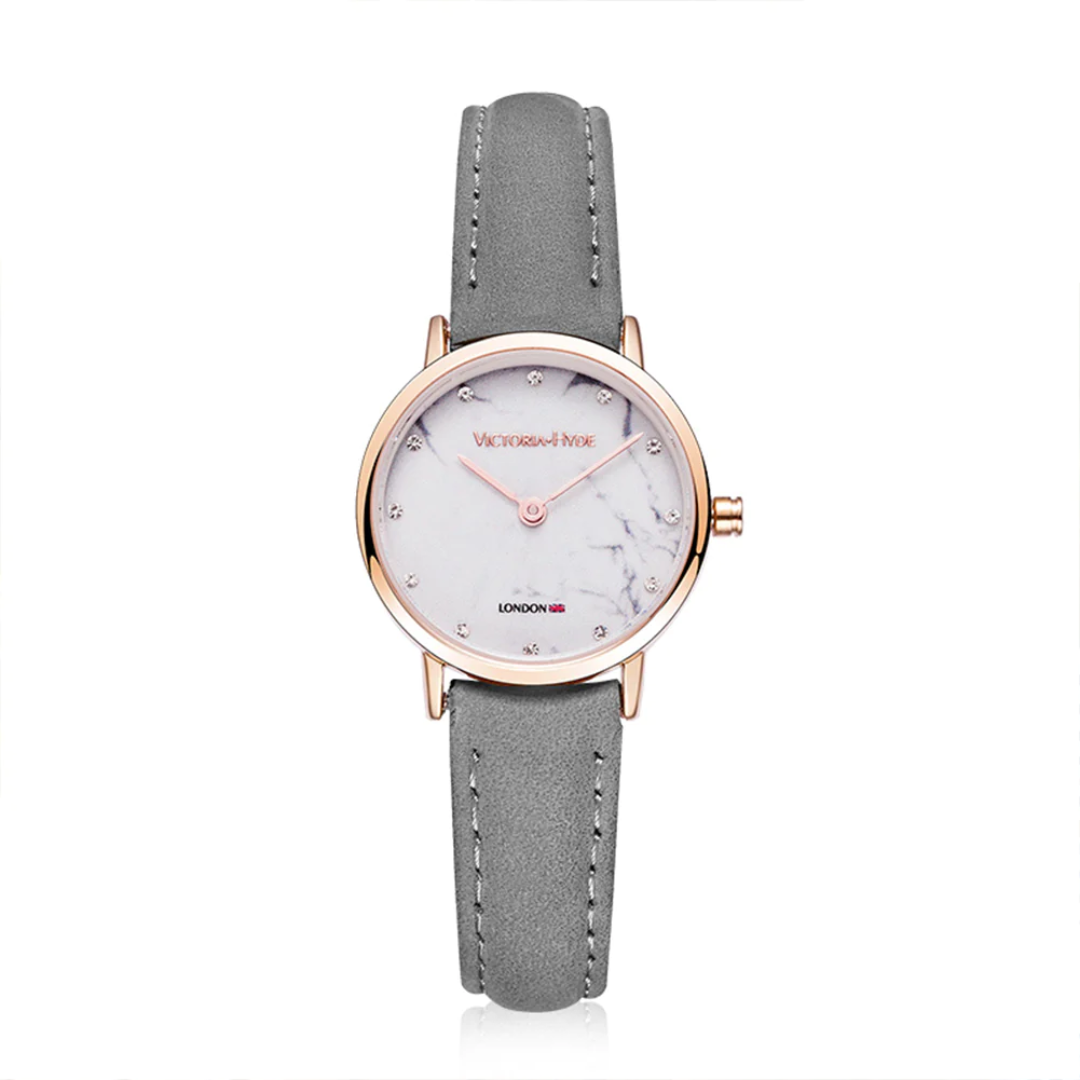 Elegant Gray Leather Strap Watch, Rose Gold Accents, Marble Face s-l400.jpg main image 3