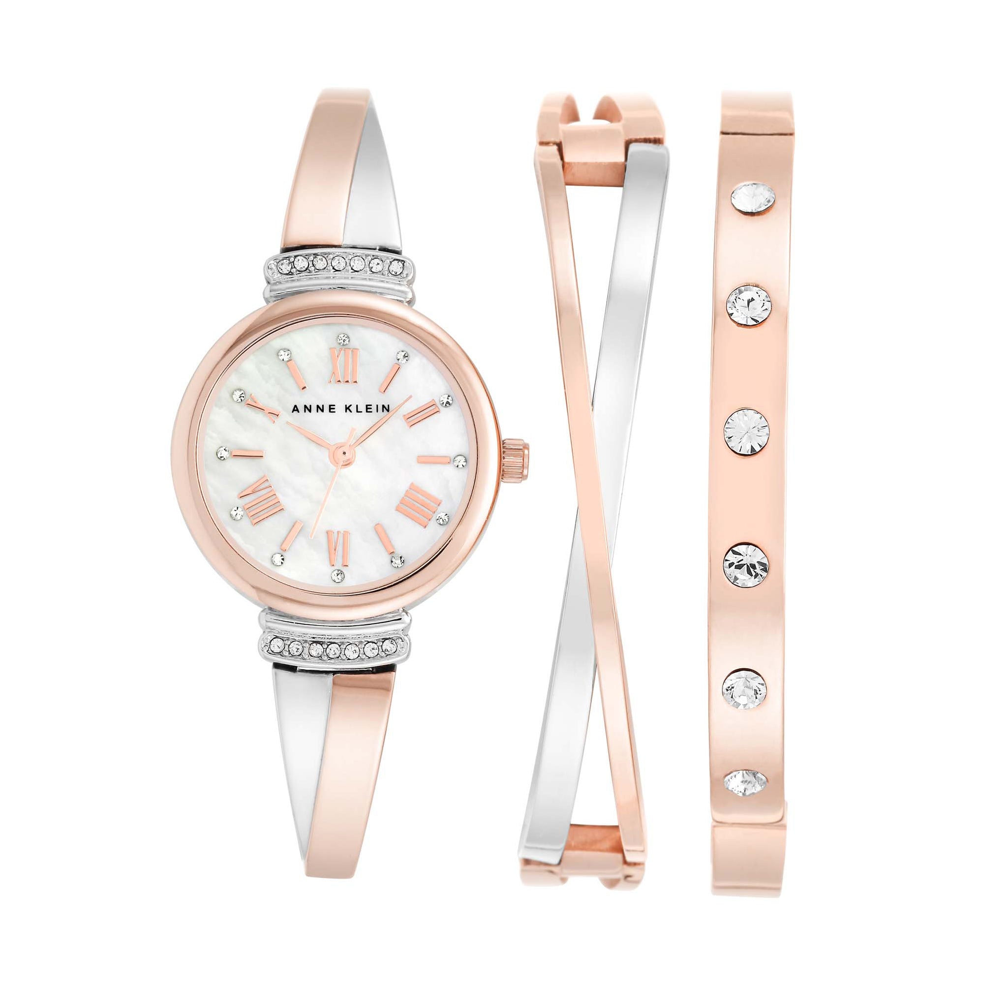 Swarovski Accent Bangle Set 32mm Watch - Rose Gold